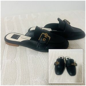 Dolce Vita Meegan Women’ Size 6M Black Mules with Gold Buckle Only Used Once EUC